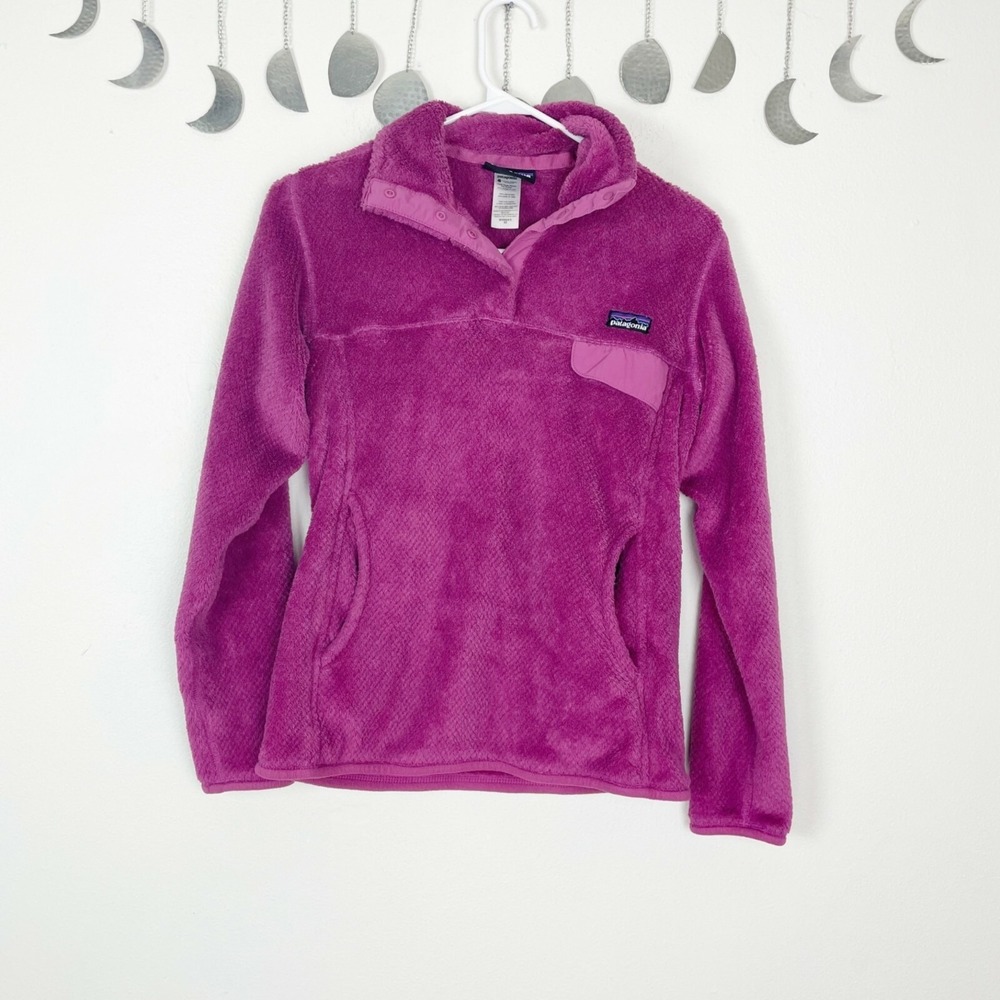 Patagonia Woman's Sz XS Pink Fuzzy Re-Tool Snap Pullover Fleece Jacket‎